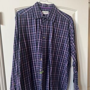 Men's David Donahue XL Button Down Long Sleeve Shirt/Thin Flannel Material